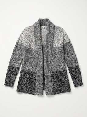 Charter Club Womens Medium Open Front Cardigan Sweater Black White Marled Knit